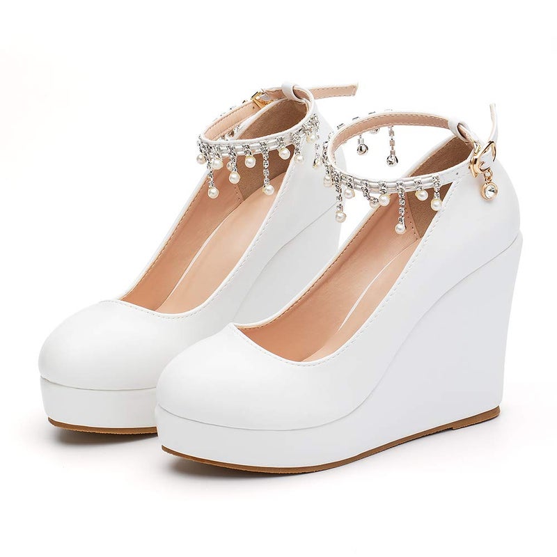 Dress First Platform Wedge Mary Jane Strap High Heel Bride Wedding Evening Party Dress Casual Shoes - Image 2